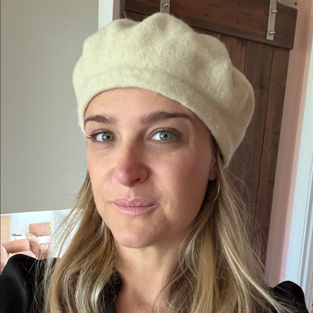 Classic Cream Wool Beret for Women